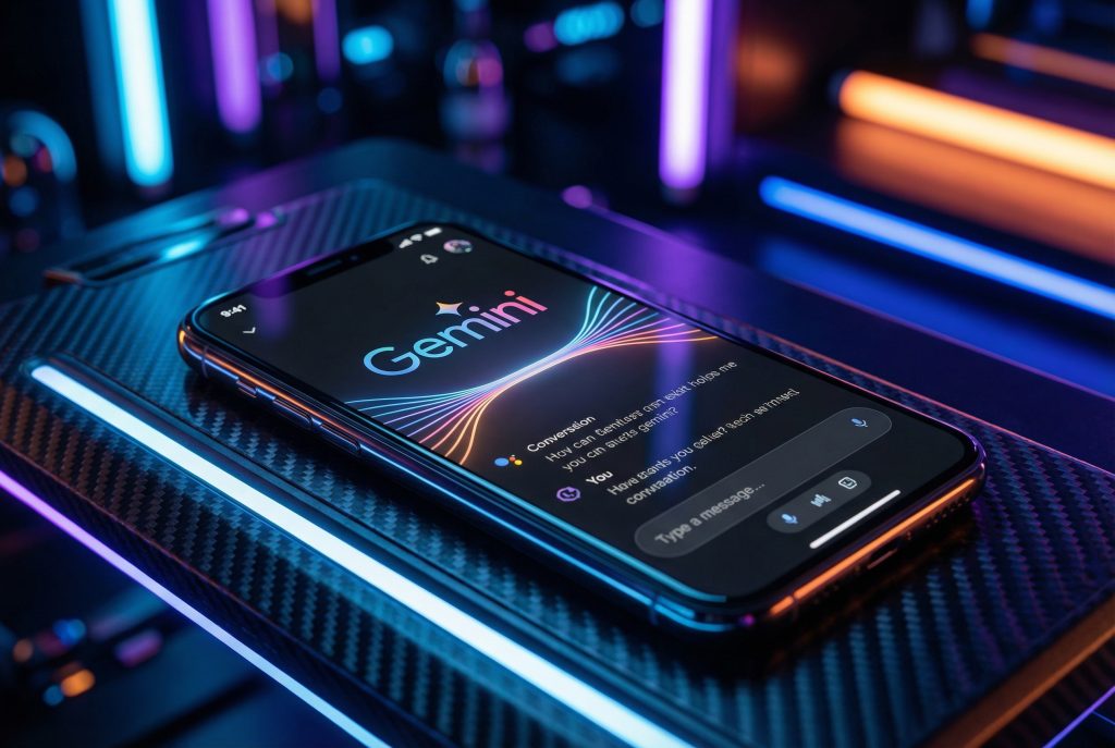 מסך סמארטפון מודרני מציג את ממשק ה-Gemini של גוגל
