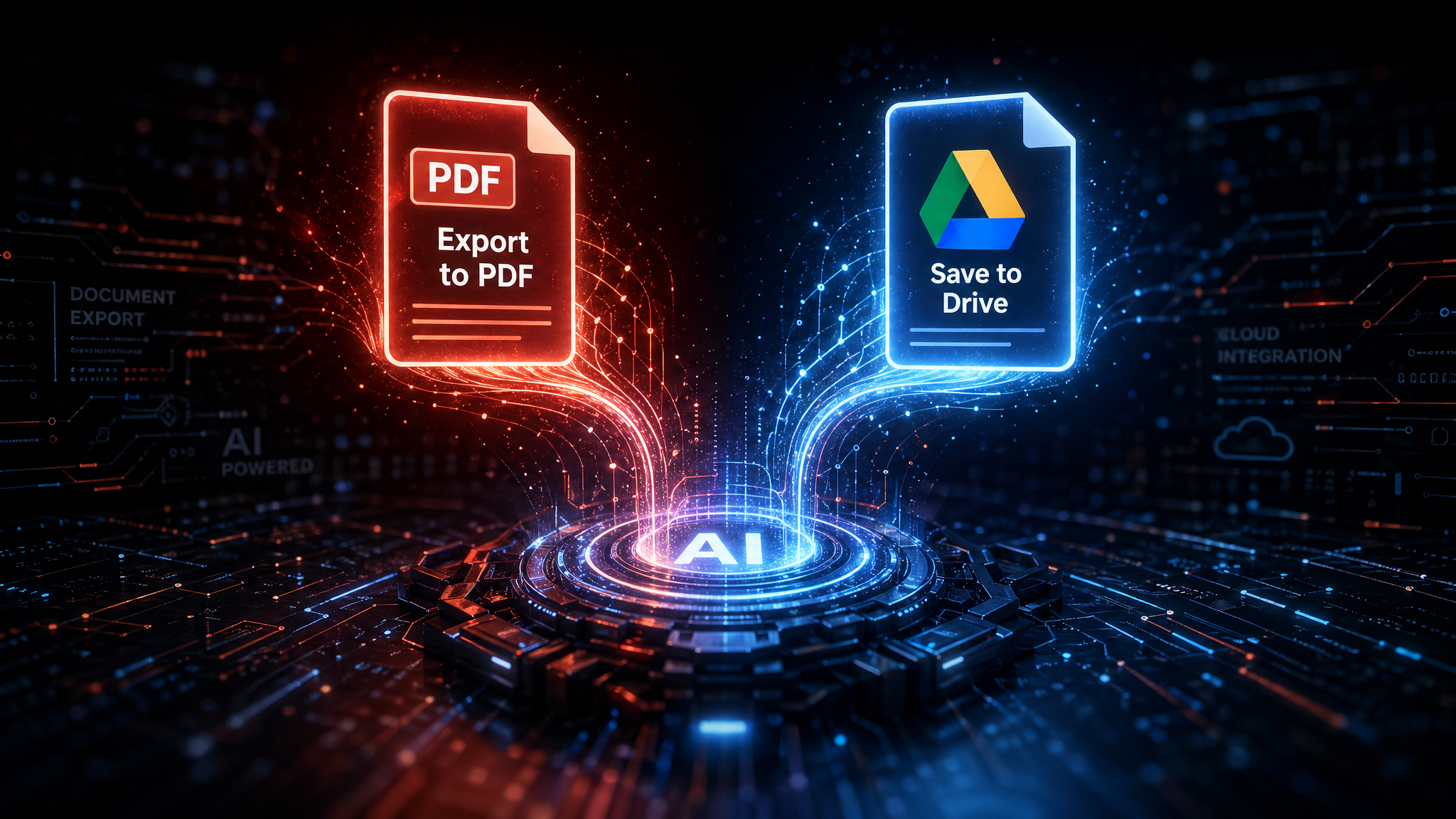 אייקונים של קבצי PDF ושמירה ל-Google Drive מתוך מודל AI