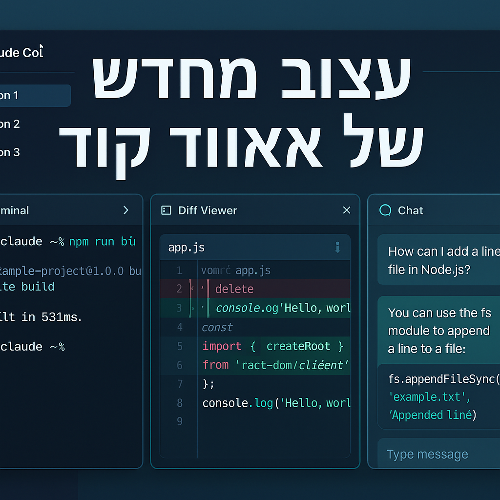 ממשק חדש של Claude Code לדסקטופ עם סרגל סשנים