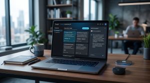 ממשק NotebookLM בתוך Gemini על מסך מחשב, ממשק מחקר ארגוני עם כרטיסיות מסמכים וסרגל חיפוש.