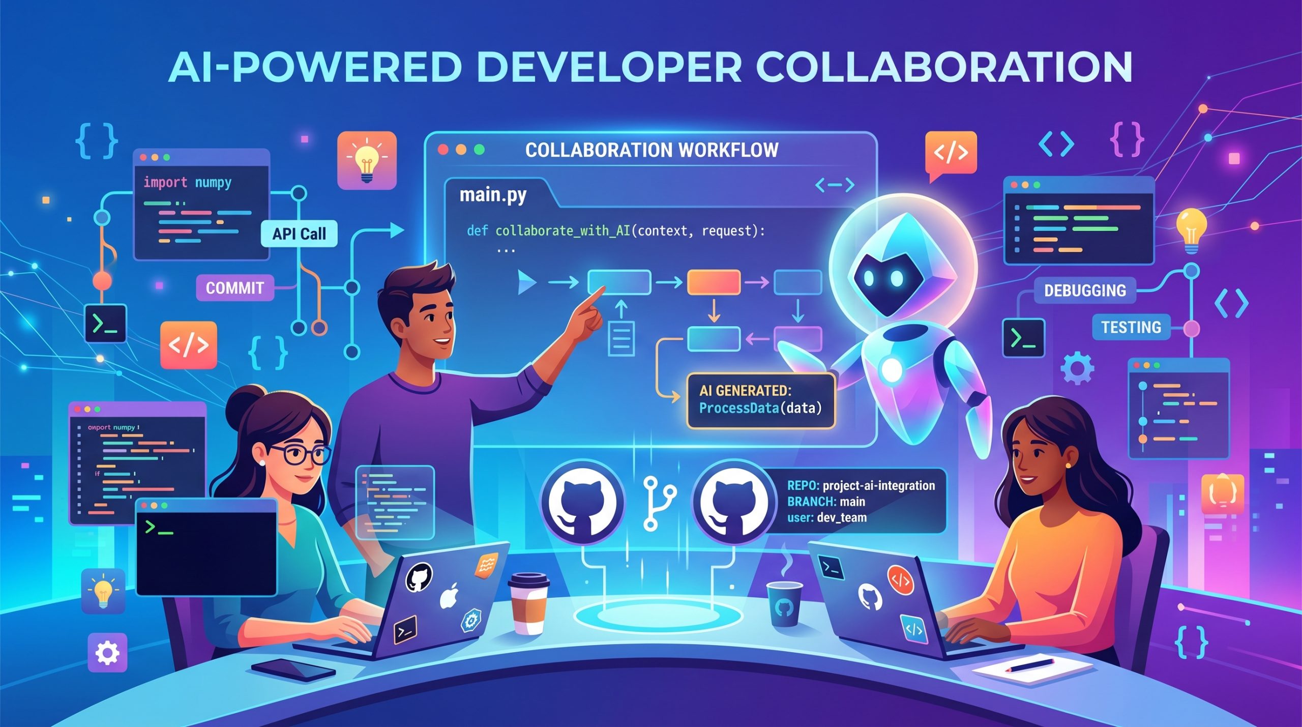 איור ראשי: מפת סוכני AI ושיתוף קוד (איור להמחשה)