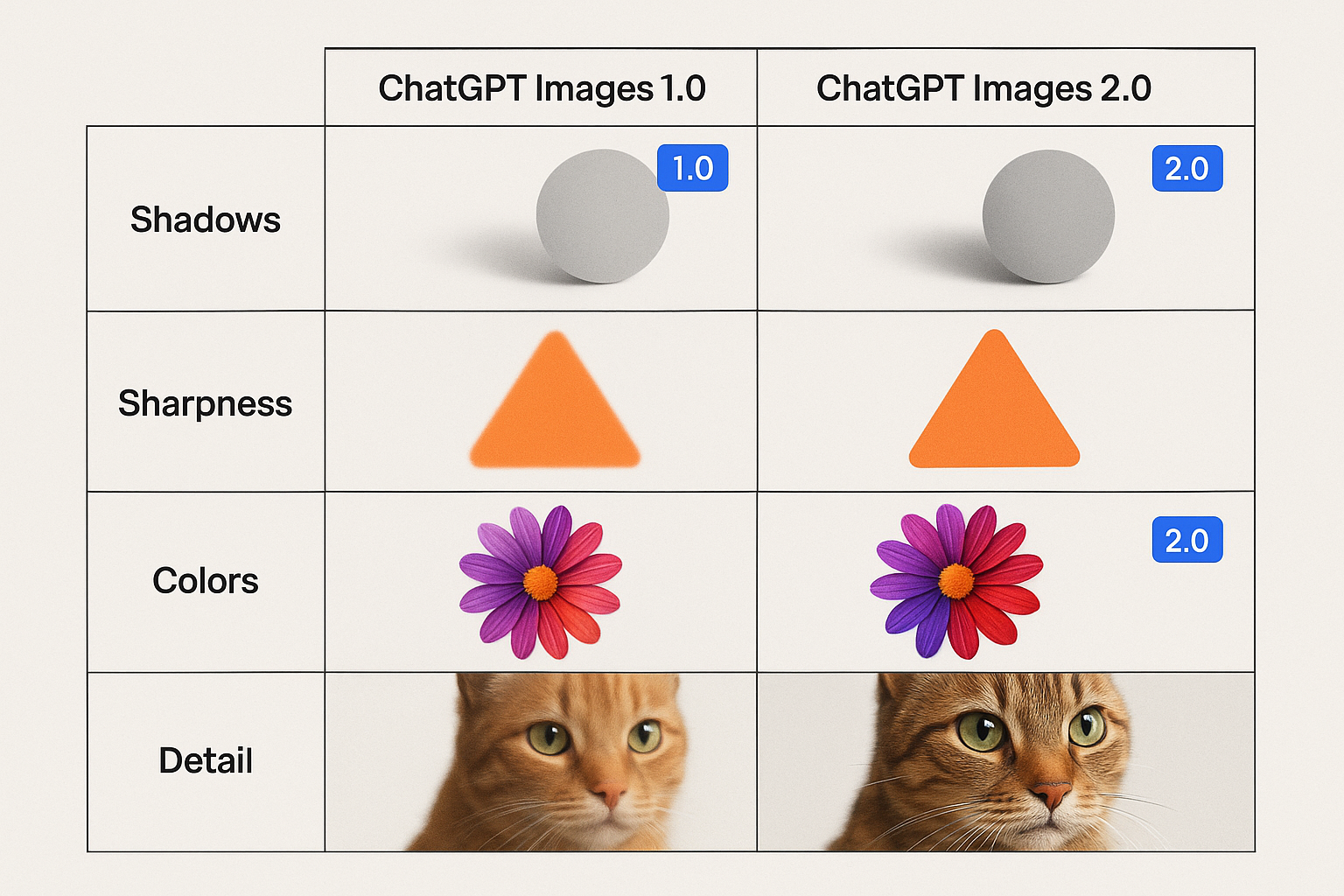 השוואת איכות בין ChatGPT Images 1.0 ו‑2.0